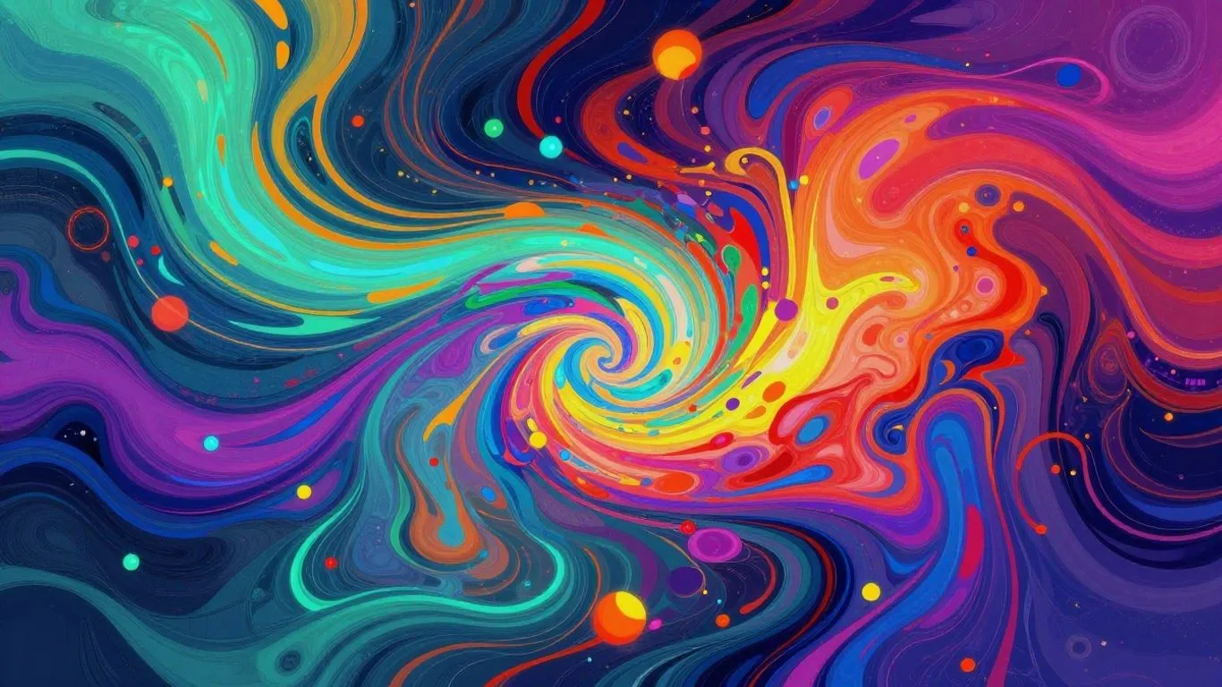 Abstract digital art with swirling colors and shapes.