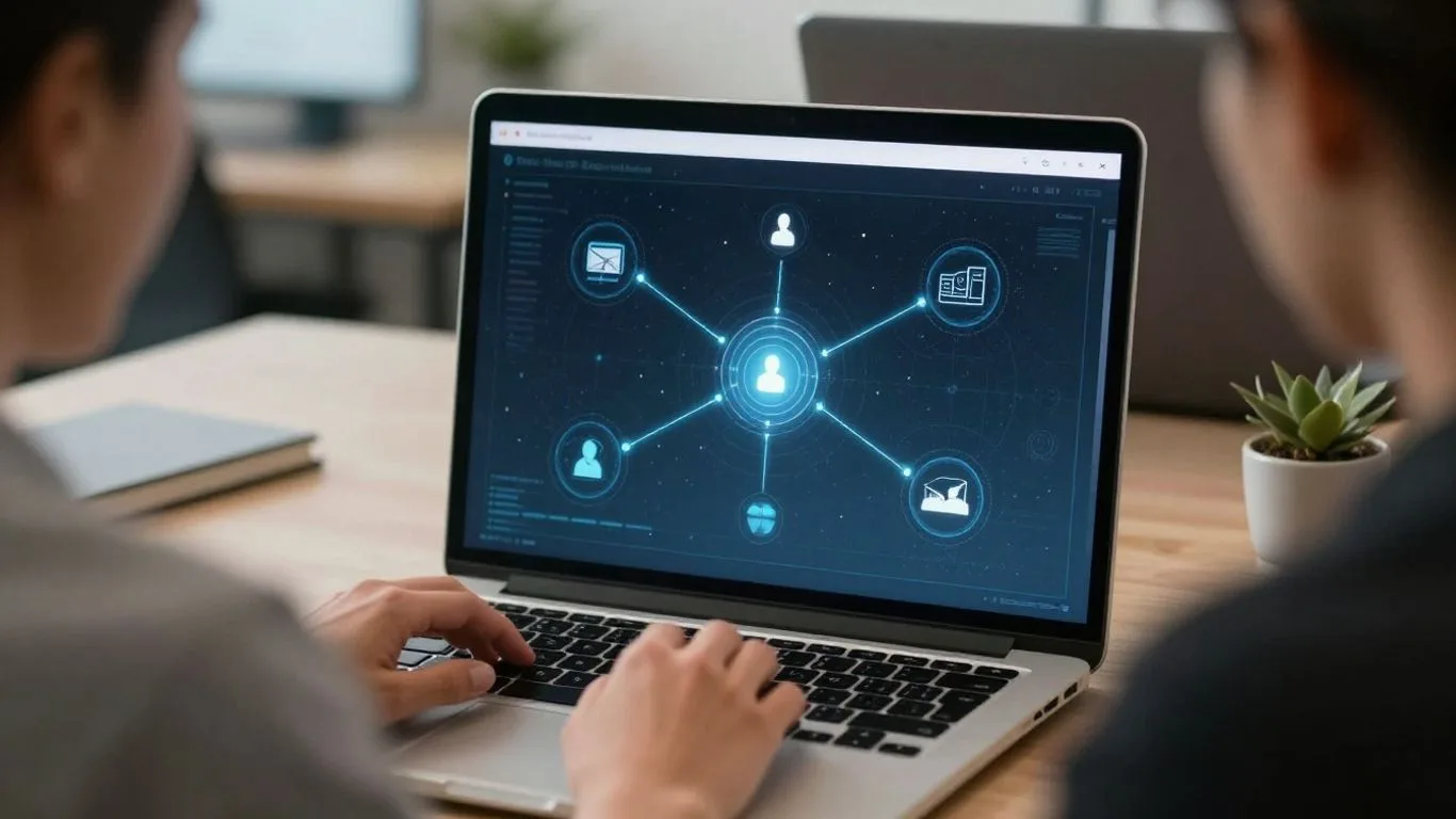 Person using laptop for automated LinkedIn posting.